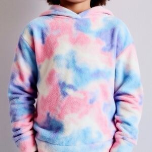 Calvin Klein Jeans Hoodie Kids Size Large (10/12) Pastel Tie Dye Fleece